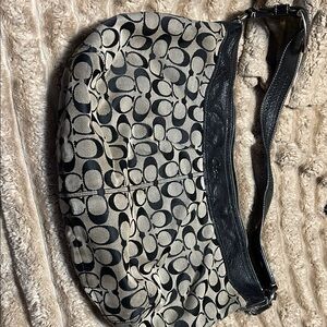 Coach Signature Black and Tan Shoulder Bag